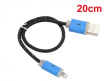 20cm Light-up Braided Data Sync Charger Round Cable for iPhone 5 - Black SKU: MBL-13777
