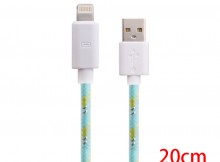 Wholesale 20cm Fluorescent Braid Data Charging Cable for iPhone 5/5S/6