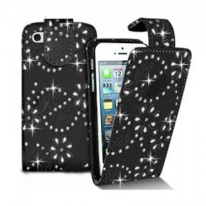 Wholesale Up and Down Open with Card Slot and Diamond Case Cover for iPhone 4&4S
