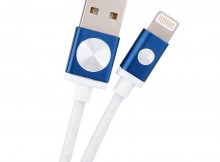 Wholesale 1m Silver Wire Braid Data Charging Cable for iPhone 5/5S/6 - Blue