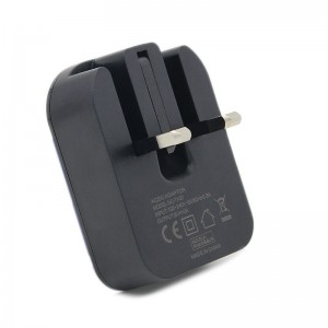 Wholesale TH31 Foldable Dual USB Port UK Charger Adaptor- Black