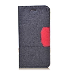 Sand Grain Pattern PU Leather Wallet Magnetic Closure Case Cover for iPhone 6- Black