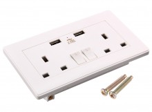 Wholesale UK Power Socket With 2 USB Charging Ports & Swithes Connection Wall Plate Plug