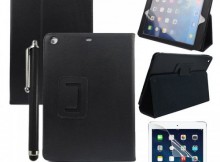 Wholesale Black Two Fold Stand Case Cover for iPad 5(Air) + Protective film + Stylus
