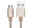 Wholesale 1m High Quality Metal Knit Weave Braid Micro USB Data Cable - Gold