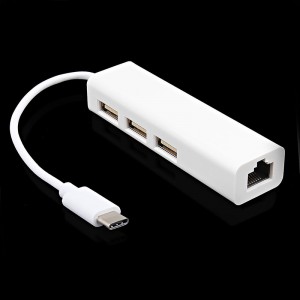 Wholesale USB 3.1 Type-c to 3 Ports USB 2.0 Hub with Ethernet LAN Adapter 