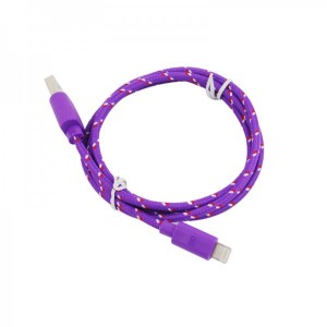 1M Knitted Connector to USB Charge & Data Cable for iPhone 5- Purple